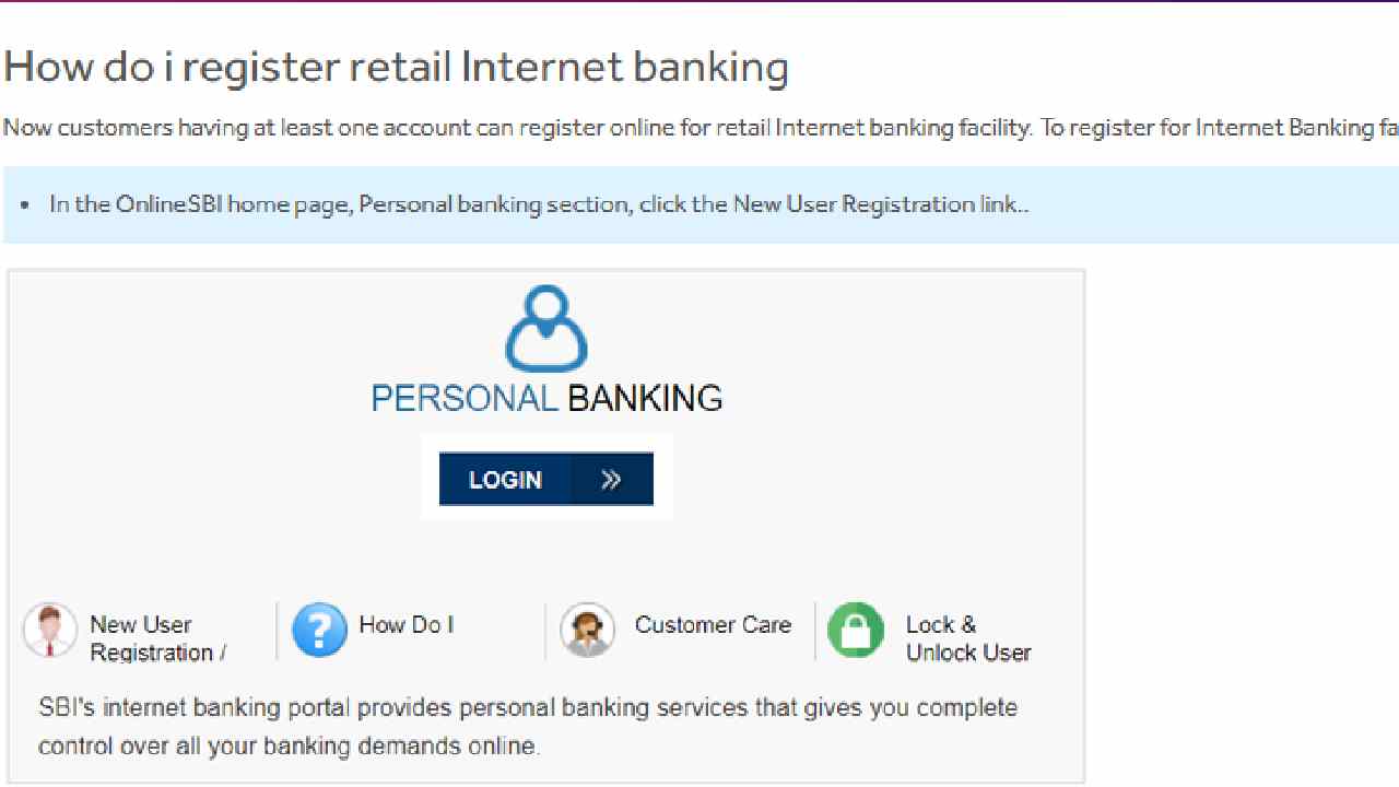SBI Net Banking without visiting branch